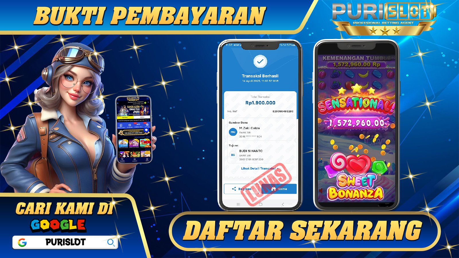 PURISLOT KEMENANGAN MEMBER SLOT GAMES SWEET BONANZA Rp. 1.900.000, - LUNAS