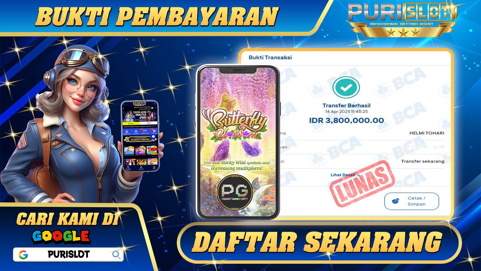 PURISLOT KEMENANGAN MEMBER SLOT GAMES BUTTERFLY BLOSSOM PGSOFT 2 Rp. 3.800.000, - LUNAS