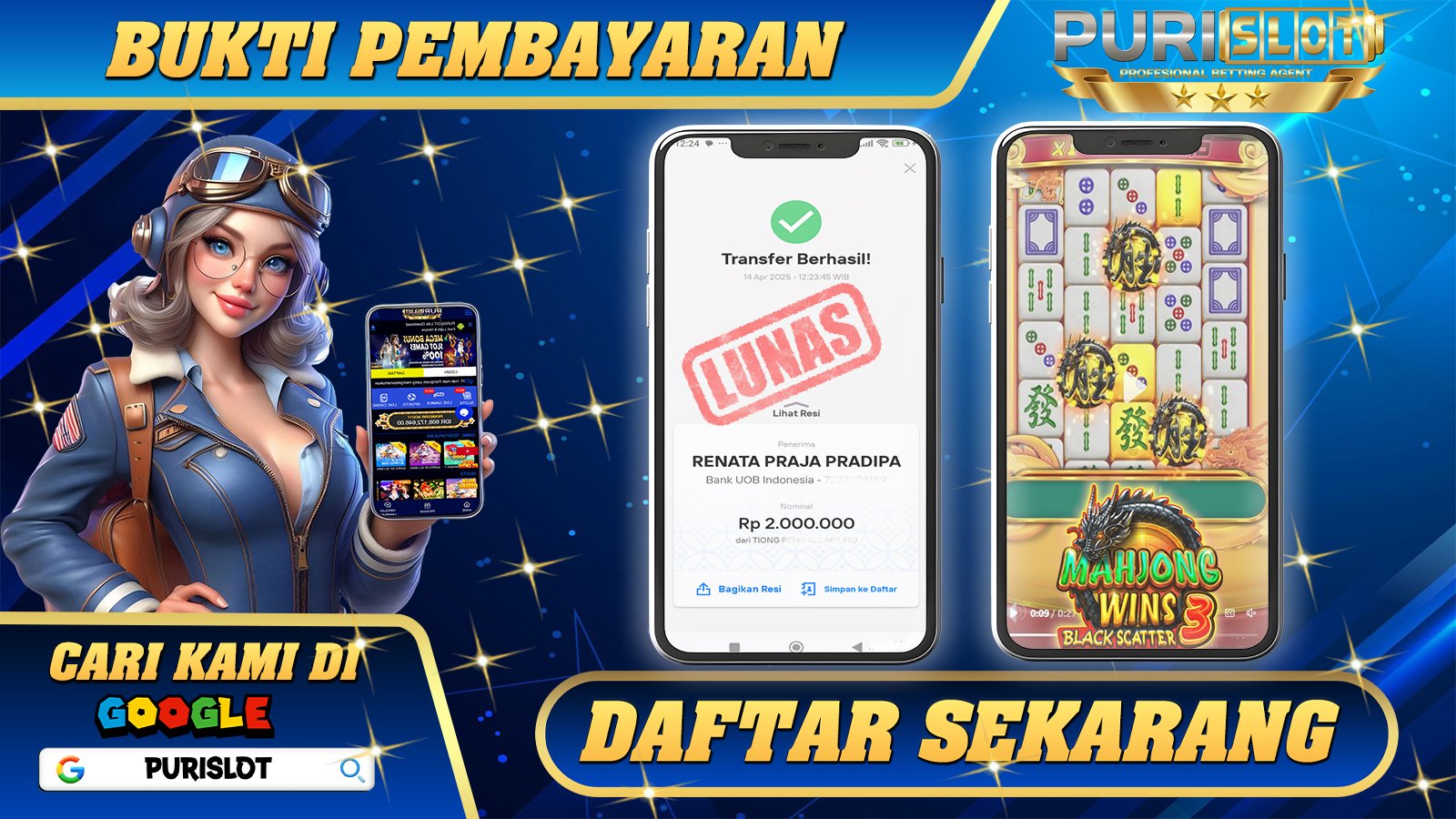 PURISLOT KEMENANGAN MEMBER SLOT GAMES MAHJONG WINS 3 BLACK SCATTER Rp. 2.000.000, - LUNAS