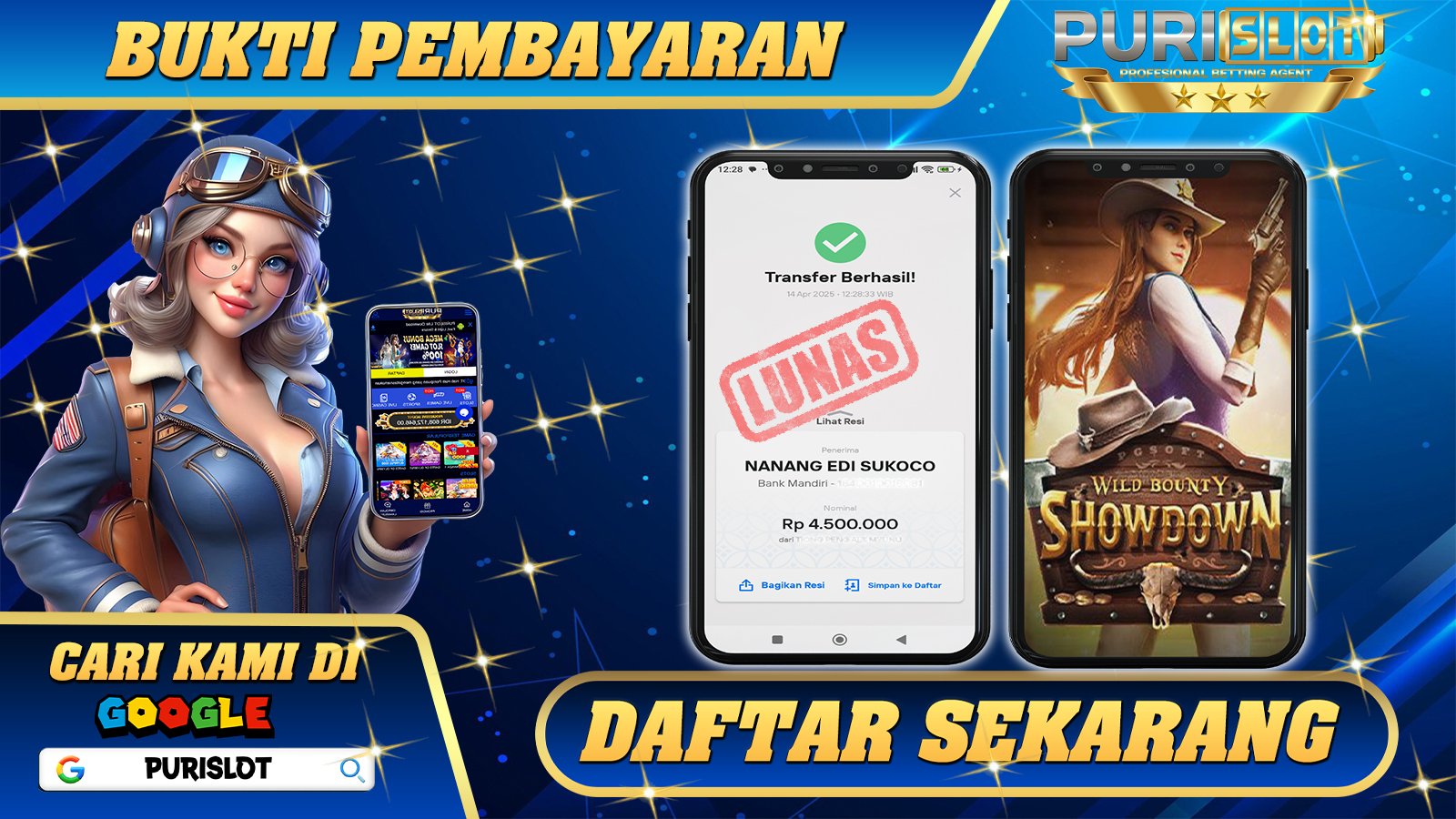 PURISLOT KEMENANGAN MEMBER SLOT GAMES WILD BOUNTY SHOWDOWN Rp. 4.500.000, - LUNAS