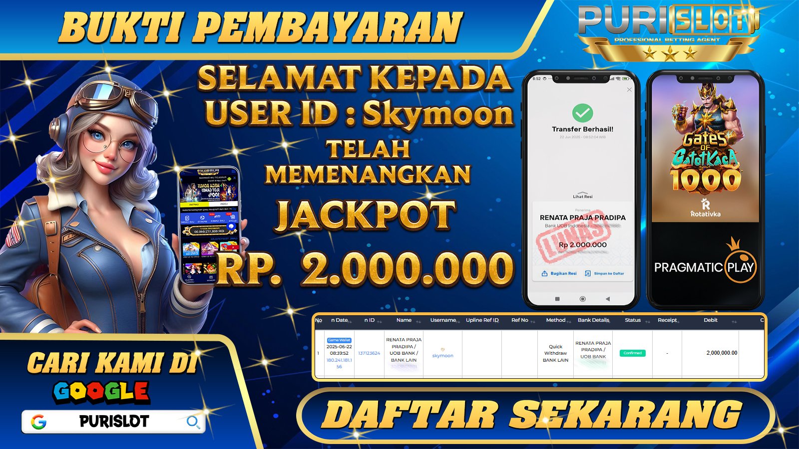 PURISLOT KEMENANGAN MEMBER GAMES SLOT GATES OF OLYMPUS SUPER SCATTER PRAGMATIC PLAY Rp. 2.000.000, - LUNAS