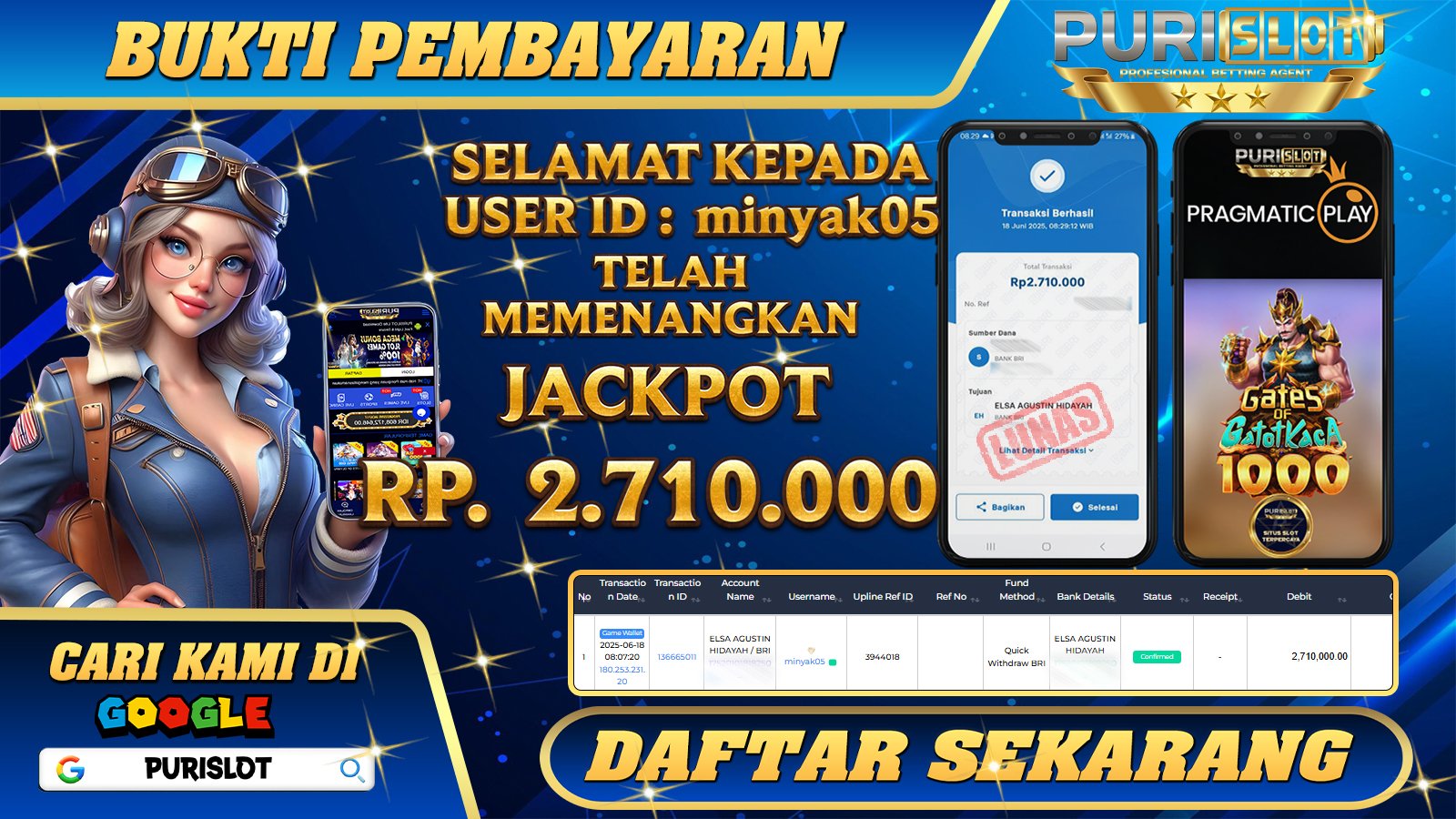 PURISLOT - KEMENANGAN MEMBER GAMES SLOT GATES OF OLYMPUS SUPER SCATTER Rp. 2.000.000, - LUNAS